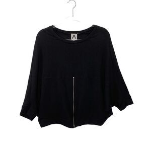 COA Shirt Womens 3 (Large) Black Zipper Detail Dolman Sleeve Sweetshirt Knit